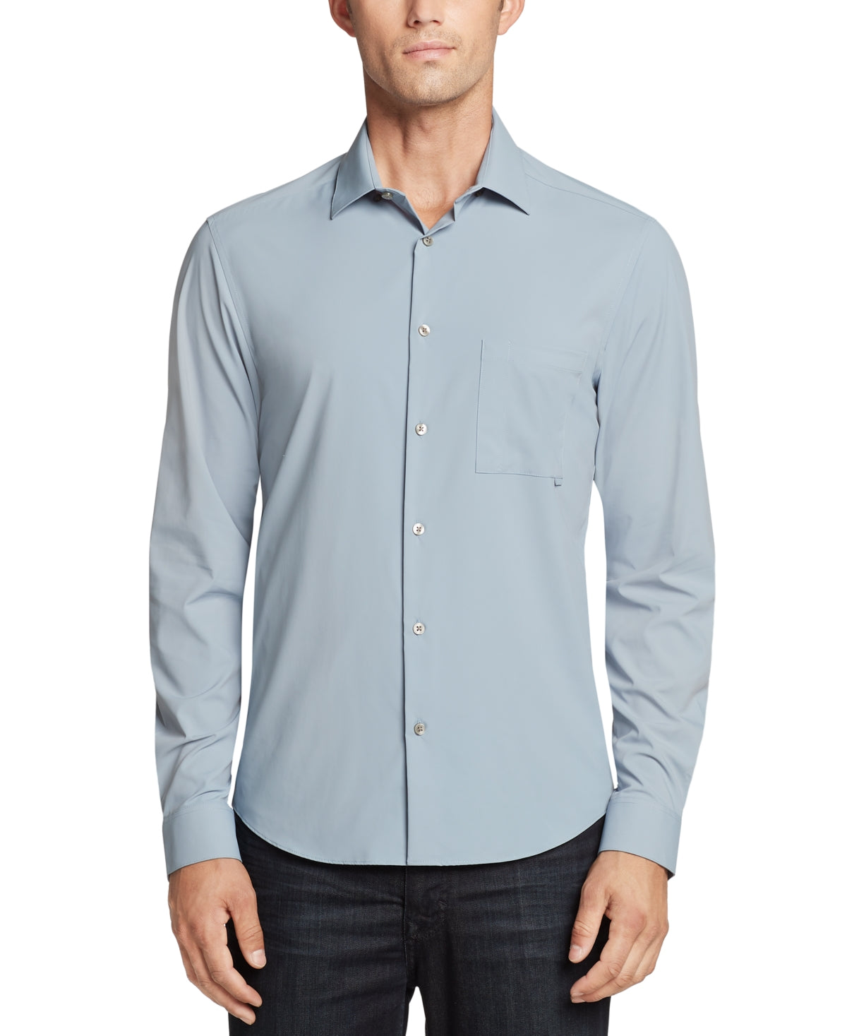 Calvin Klein Men's Slim fit Shorter Length Performance Dress Shirt Blue 14 14.5