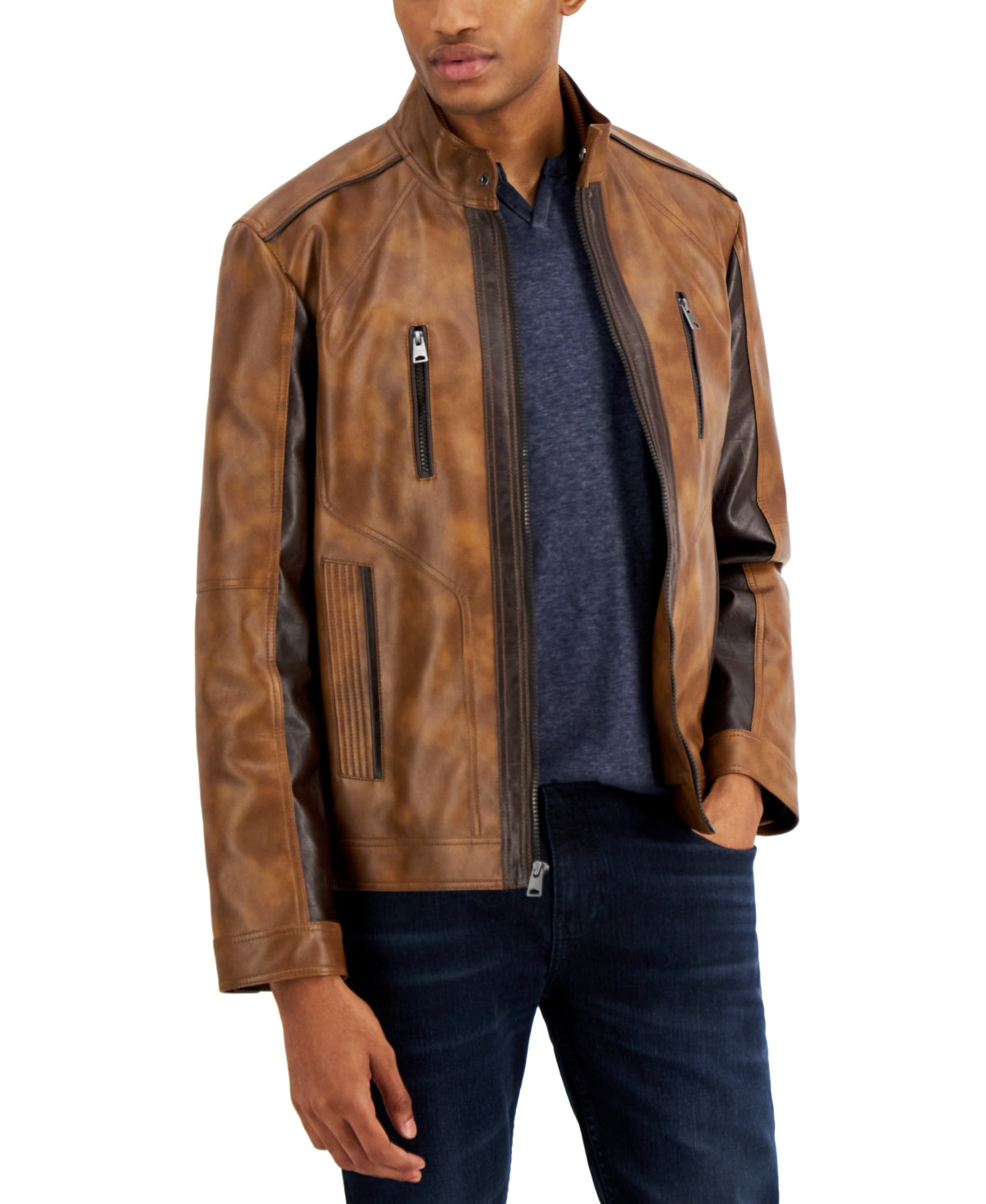I.N.C. International Concepts Mens Jaxyn Jacket Cognac Brown 2XL