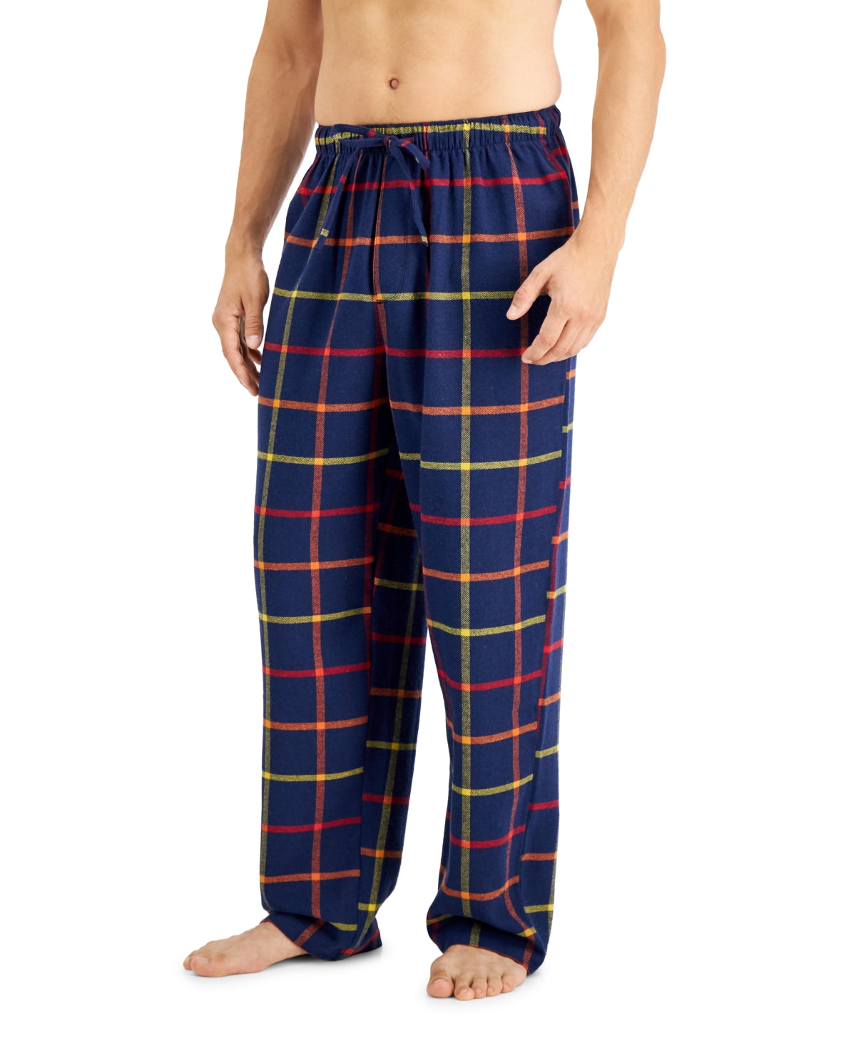 Club Room Men's Flannel Navy / Yellow Print Pajama Pants Small