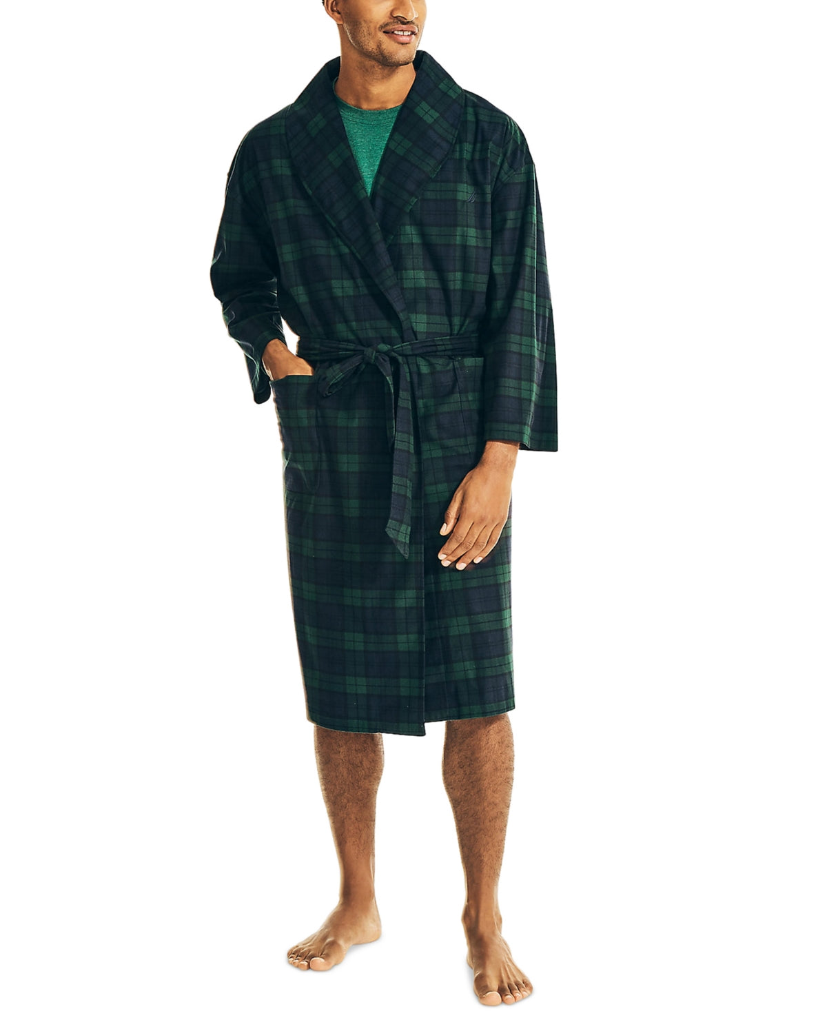 Nautica Men's Poly Plush Robe Green Osfa Reg
