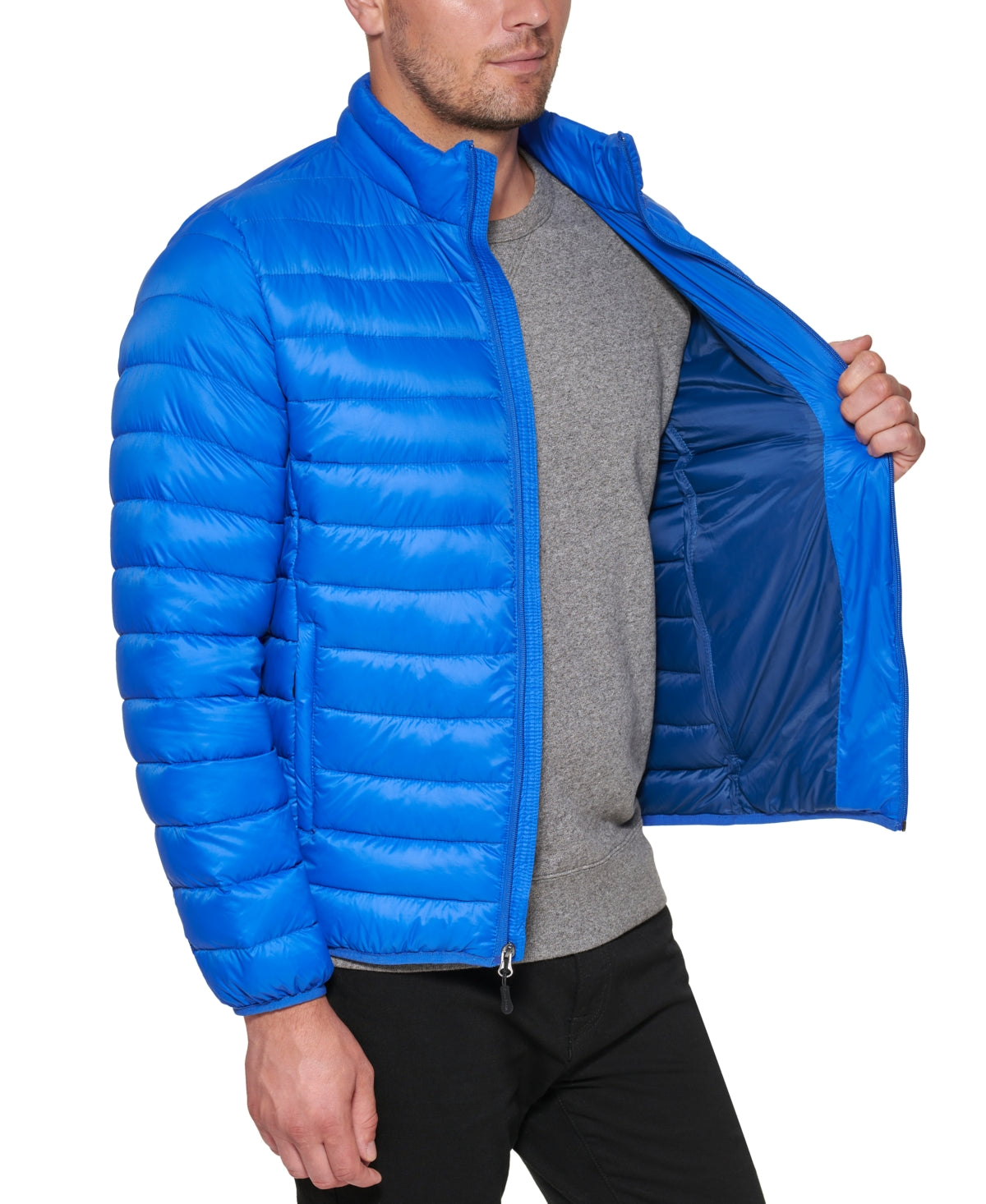 Club Room Men's Down Packable Puffer Jacket Blue  Blue Xl
