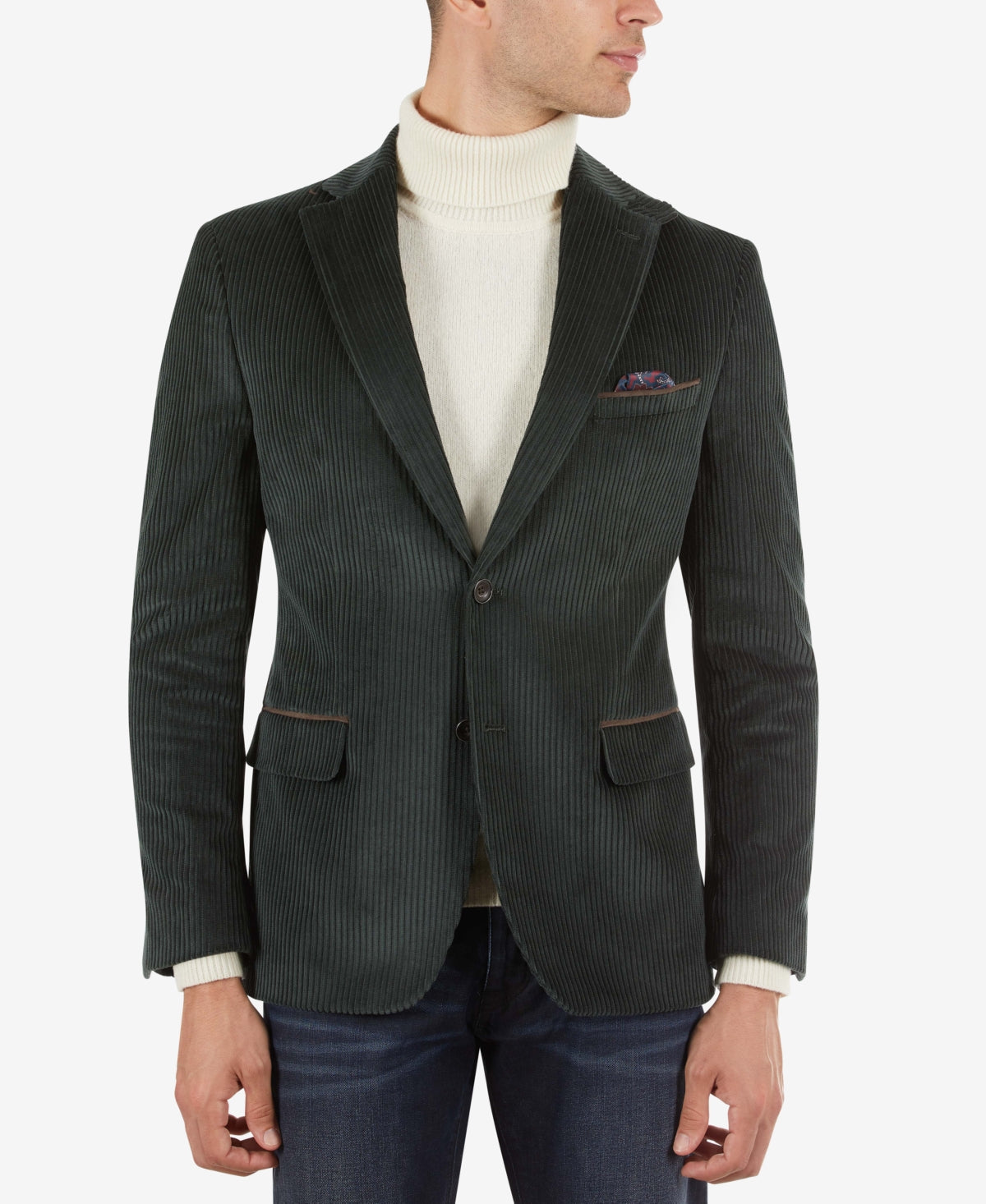 Tallia Men's Slim-Fit Corduroy Sport Coat - Dark Green 38 SHORT 38S