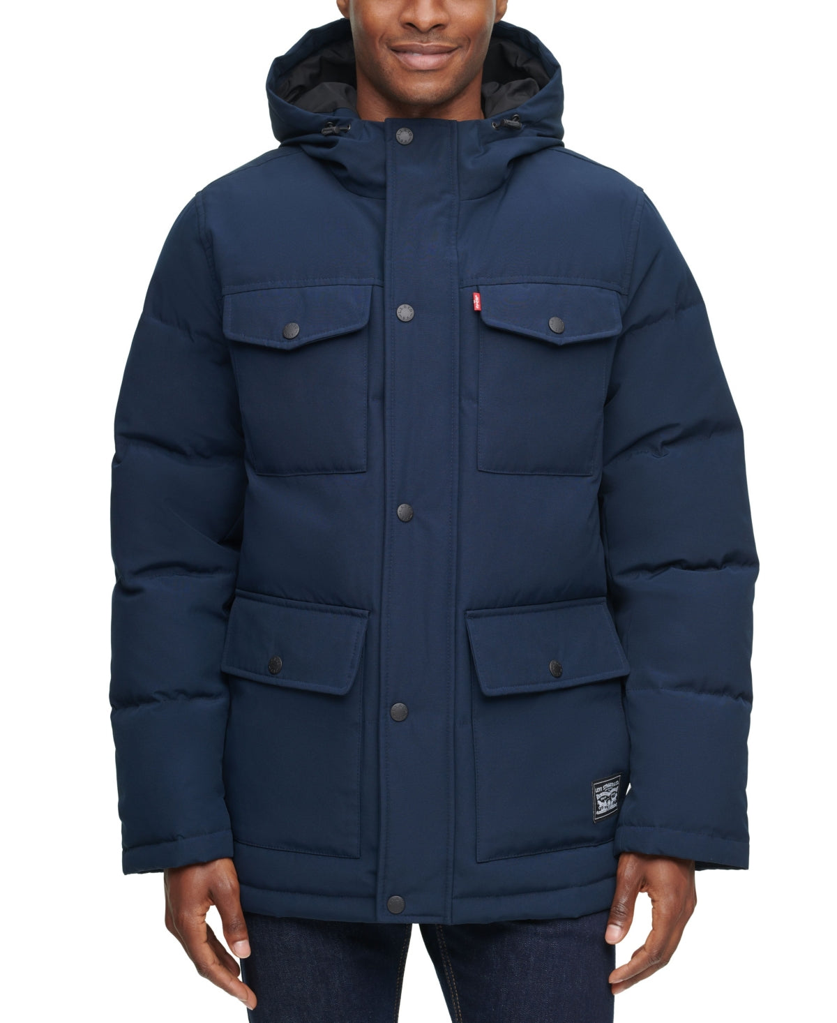 Levi's Men's Quilted Parka Hoody Jacket Medium Navy Blue