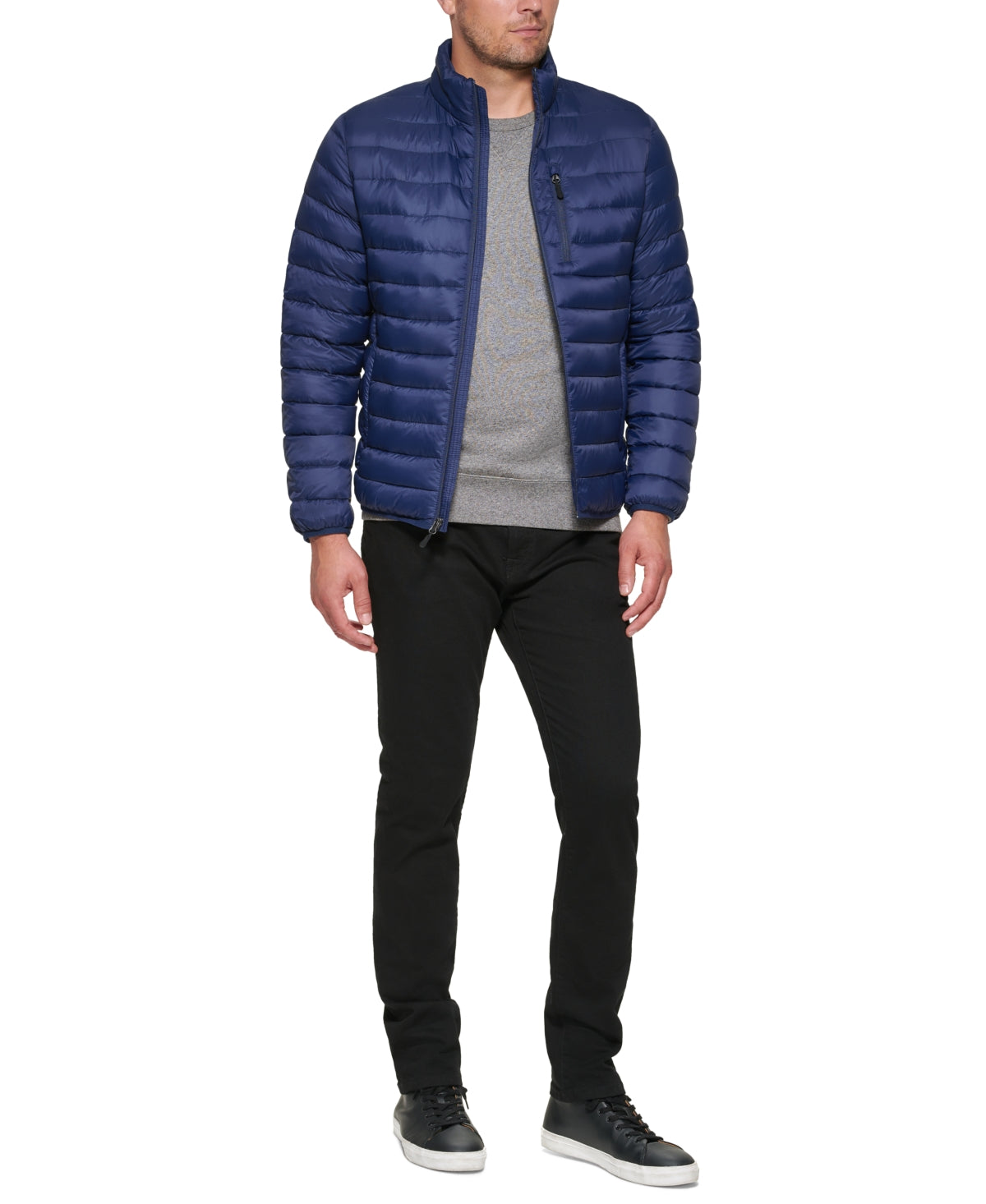 Club Room Mens Quilted Coat XXL Blue Packable Solid