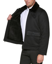 Club Room Mens Regular Fit Faux Suede Coat Jacket Black Medium