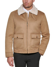 Club Room Mens Faux Suede Jacket Coat Large Beige Solid