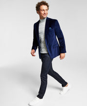 Alfani Men's Slim Fit Velvet Blazer Navy Blue 42S