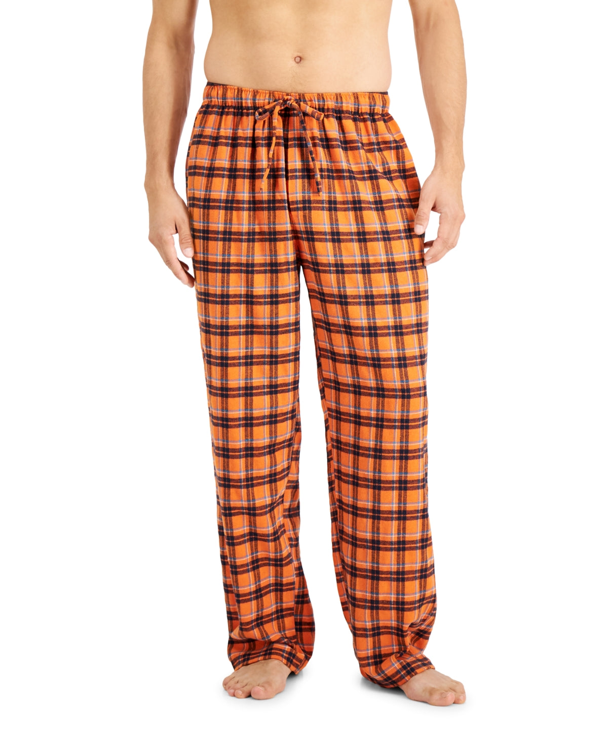 Club Room Men's Flannel Pajama Pants  Orange/Navy Plaid Xxl