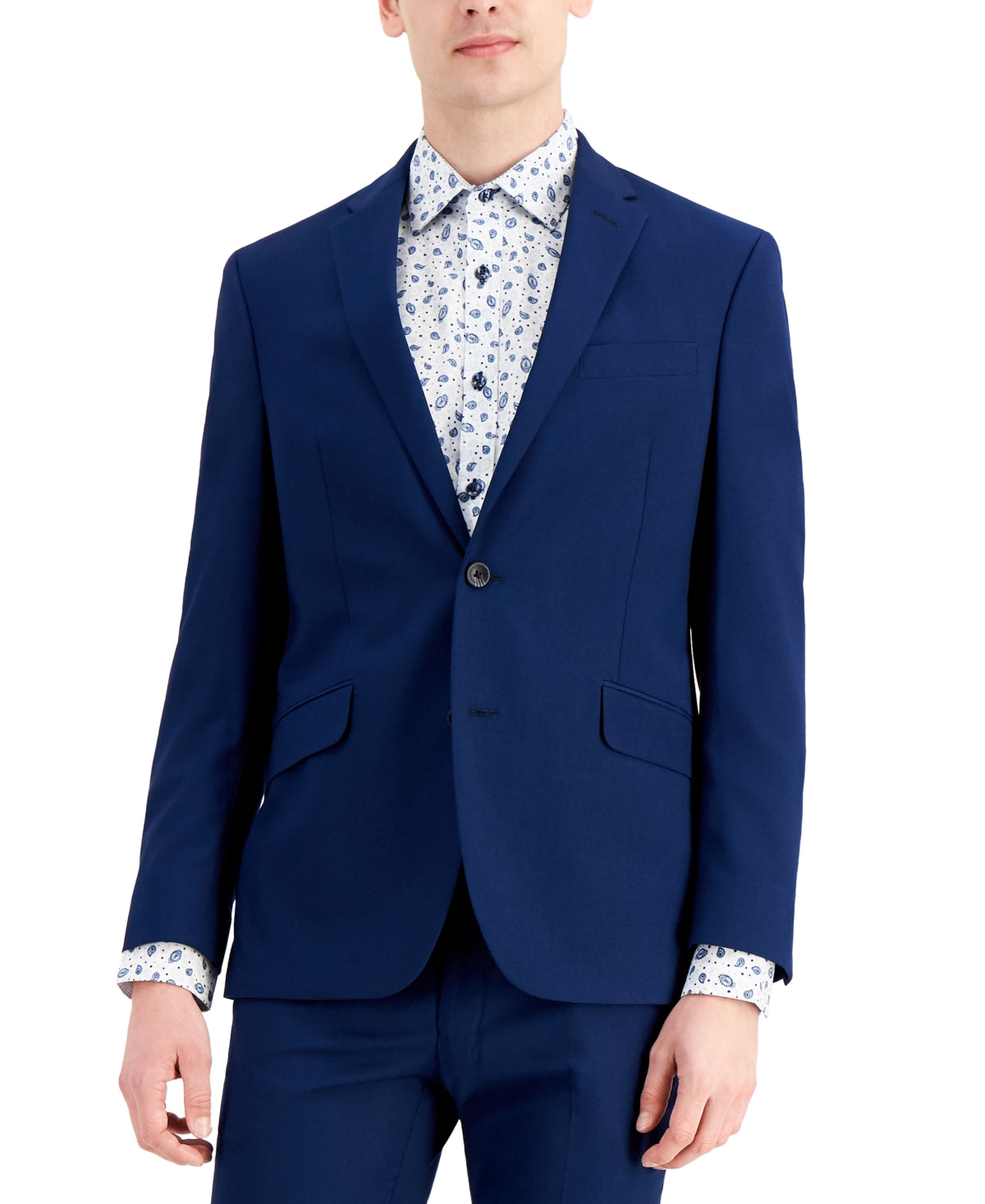 Kenneth Cole Mens Slim fit Suit Jacket Blazer 40 R Blue Solid Stretch