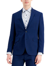 Kenneth Cole Mens Slim fit Suit Jacket Blazer 40 R Blue Solid Stretch