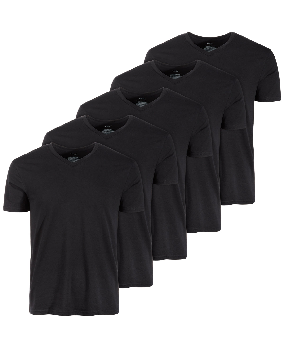 Alfani Mens 5 Pack Moisture-Wicking Underwear T Shirt Black Medium