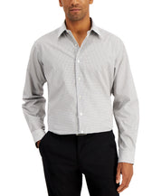 Club Room Men's Check Dress Button Down Shirt Black Medium