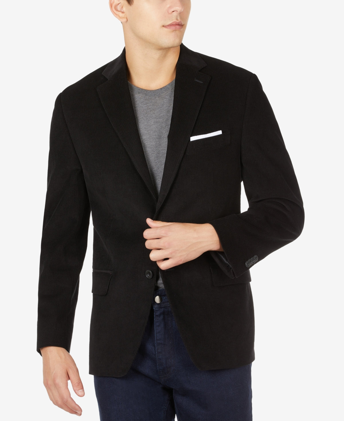Michael Kors Mens Classic fit Corduroy Sport Coat Blazer 38 S Black Solid