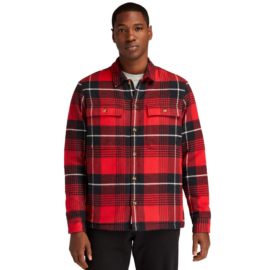 Timberland Mens Insulated Button Down Buffalo Shirt Red Black Large