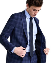 Hugo Boss Mens Modern fit Suit Jacket Blazer 44 S Navy Multi Blue Plaid Wool