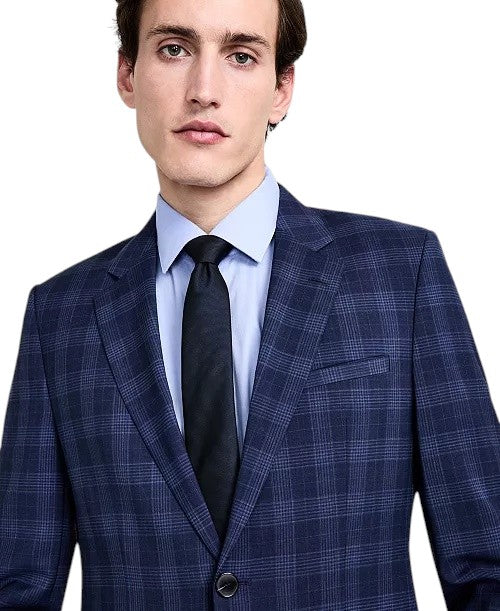 Hugo Boss Mens Modern fit Suit Jacket Blazer 42 S Navy Multi Blue Plaid Wool