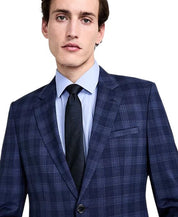 Hugo Boss Mens Modern fit Suit Jacket Blazer 40 S Navy Blue Plaid