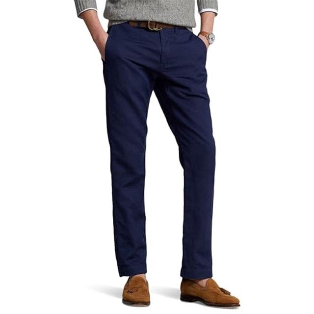 Polo Ralph Lauren Mens Straight fit Casual Pants 38 / 32 Navy Blue Solid