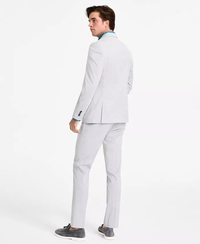 Nick Graham Mens Slim fit 2 Piece Suit 42 L / 36 Waist Light Grey Solid Stretch