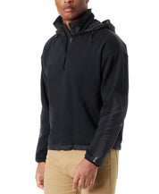 Bass Outdoor Mens Regular Fit Convertible Hood Quarter Zip Sweater Black Medium