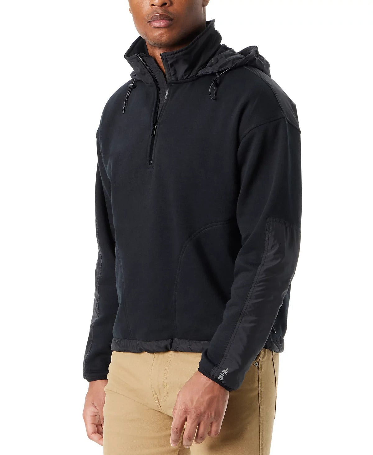 Bass Outdoor Mens Regular Fit Convertible Hood Quarter Zip Sweater Black Small