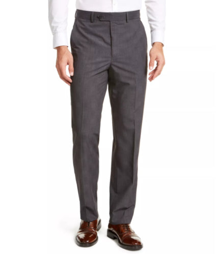 Nautica Mens Modern-Fit Bi-Stretch Pants Charcoal Plaid 38 X 34 Grey