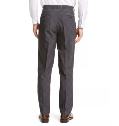 Nautica Mens Modern-Fit Bi-Stretch Pants Charcoal Plaid 38 X 34 Grey