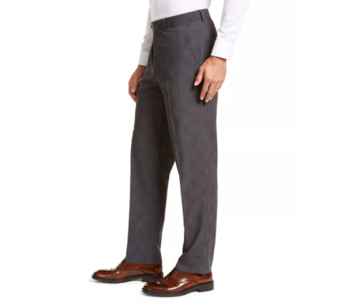 Nautica Mens Modern-Fit Bi-Stretch Pants Charcoal Plaid 38 X 34 Grey