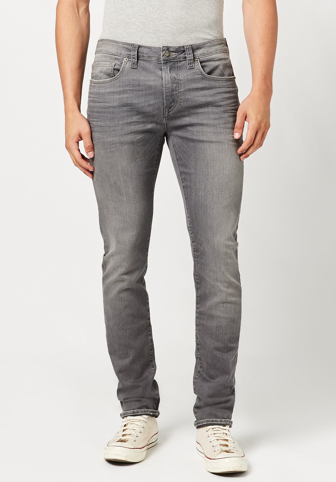 Buffalo David Bitton Men's Slim Ash Denim Stretch Jeans Grey 36 x 30
