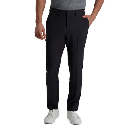 Haggar Mens Slim fit Dress Pants 29 / 32 Dark Grey Solid Stretch