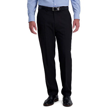 Haggar Mens Classic fit Dress Pants 38 / 32 Black Solid Stretch