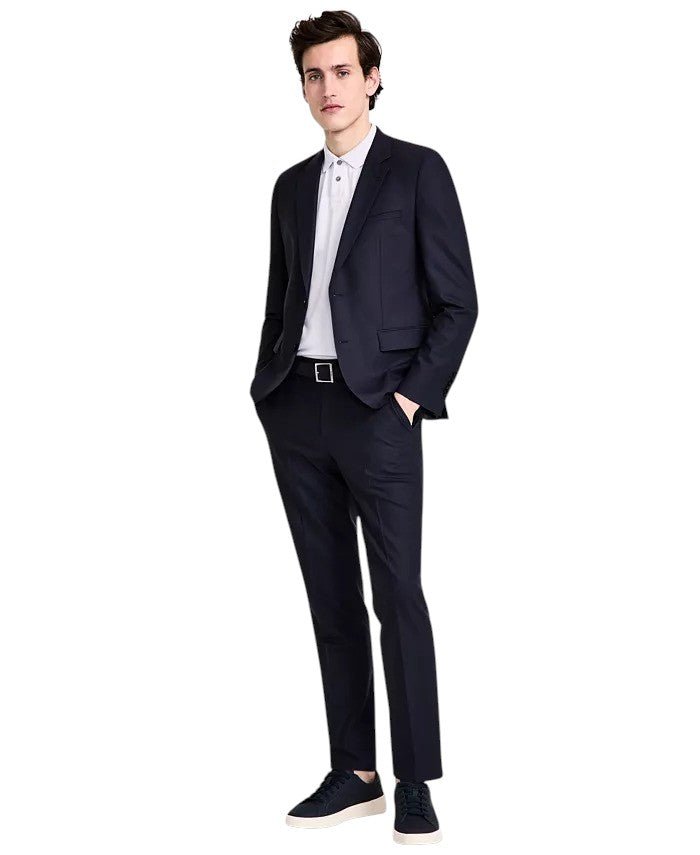 Hugo Boss Mens Modern fit  Wool 2 Piece Suit 40 R Pants 34 / 32 Navy Blue Solid