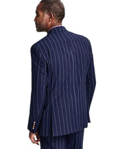 Tayion Mens Classic fit Double Breasted Suit Jacket Blazer 42 S Blue Striped