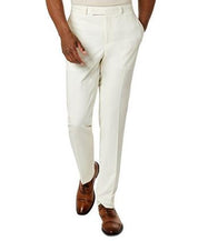 Kenneth Cole Flex Mens Suit Pants 42 x 32 Slim-Fit Stretch White Solid Flat Pant