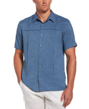 Cubavera Mens Chambray Short Sleeve Shirt Blue Large