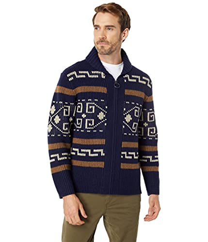 Pendleton Mens Full Zip Shawl Thick Wool Original Westerley Sweater Large Navy