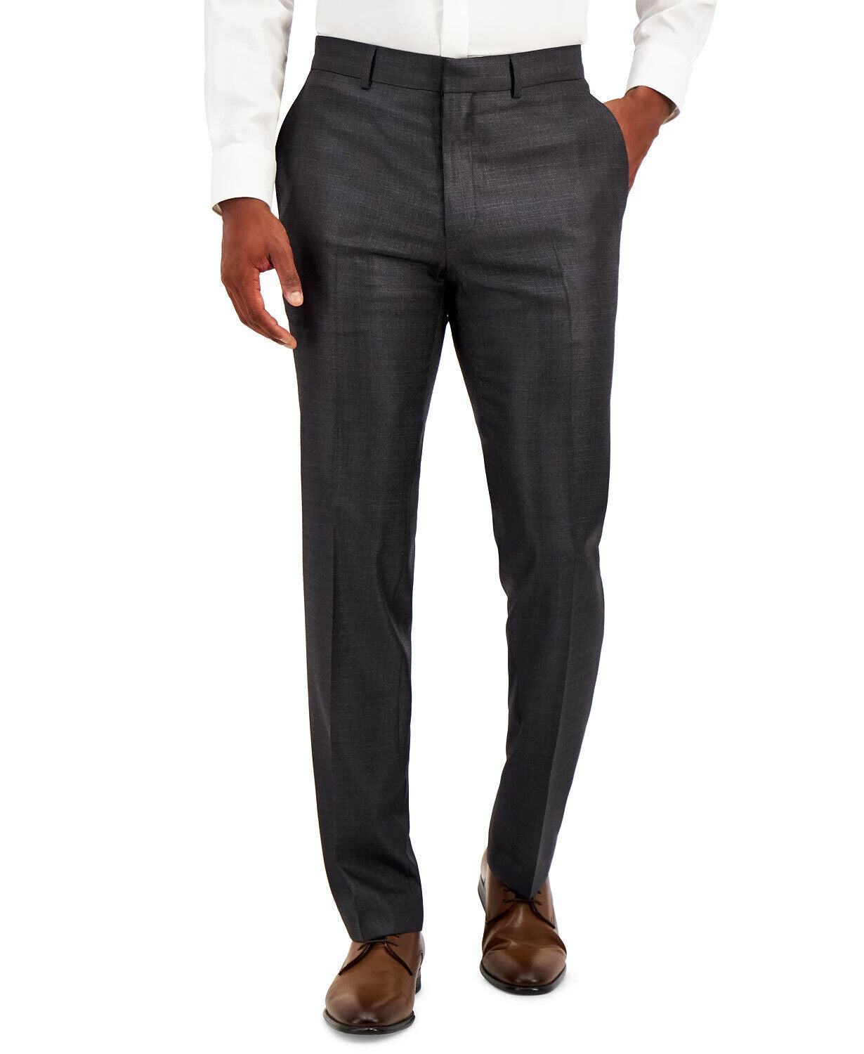 Kenneth Cole Mens Slim Suit Dress Pants 37 x 32 Charcoal Techni-Cole Basketweave