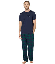 Nautica Men's Flannel Pajama Set Dark Blue Xxl