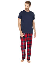Nautica Mens Flannel Short Sleeve Pajama Pants Set Blue Heather Medium