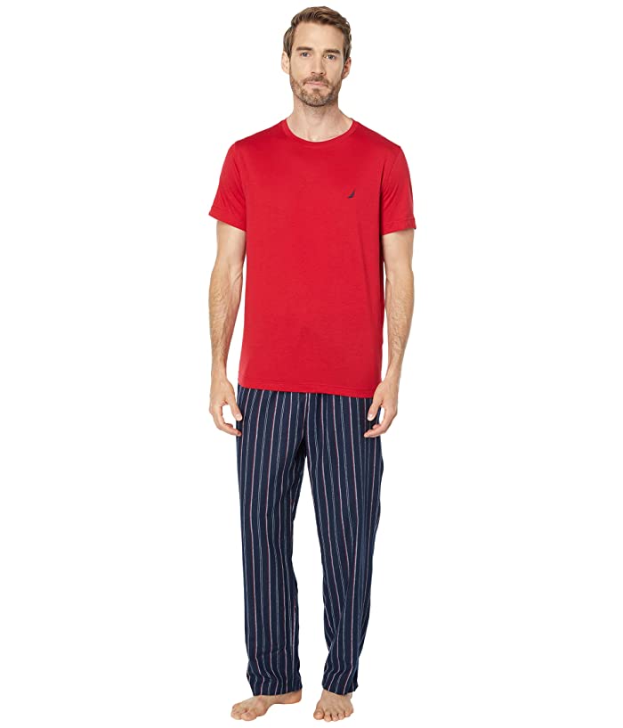 Nautica Men's Flannel Pajama Set Xl Red Navy Blue