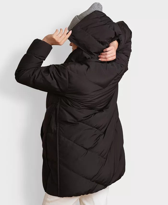 Seraphine Women's Maternity Chevron Puffer Jacket Coat US Size 14 Black