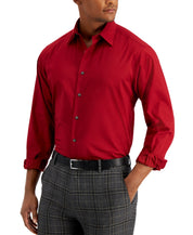 Club Room Men's Long Sleeve Button Down Dress Shirt Carmine Red Large