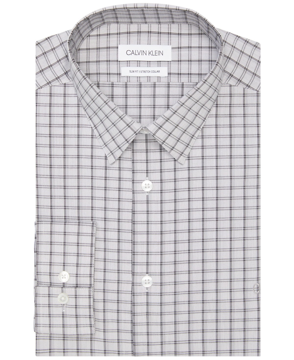Calvin Klein Men's Logo Slim Fit Dress Shirt Graphite Grey Large