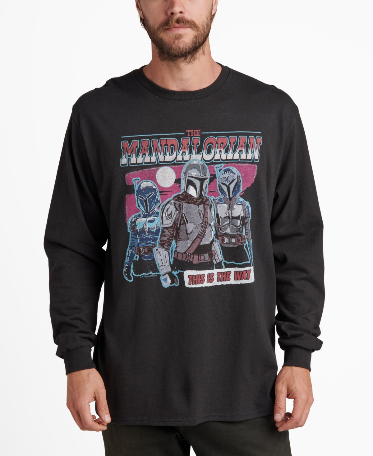 Junk Food Men's Star Wars Mandalorian Long Sleeve T Shirt Black Large