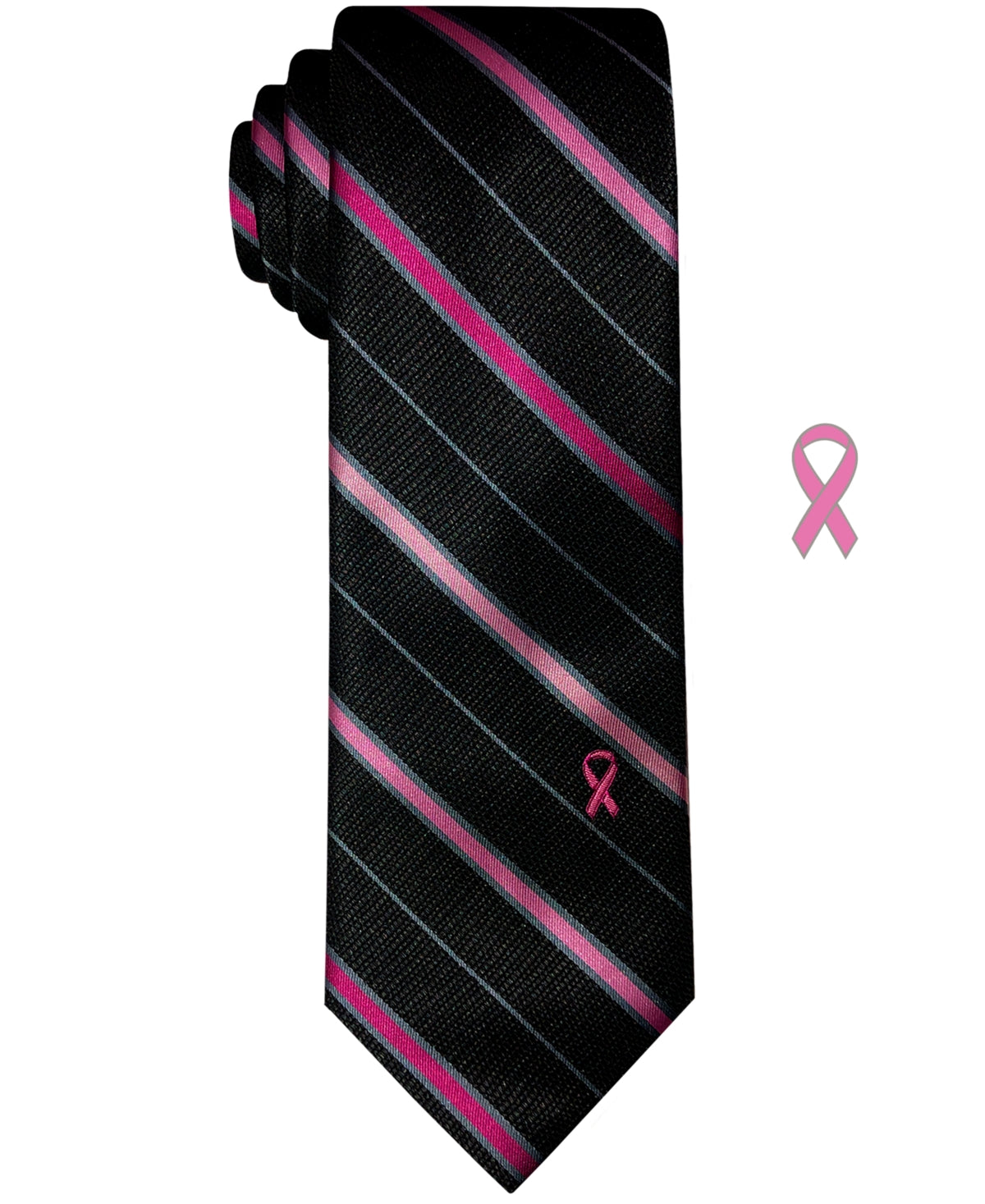 Susan G Komen Men's Classic Textured Stripe Black Tie