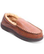 Haggar Mens Faux Shearling Venetian Slippers Tan Brown Medium