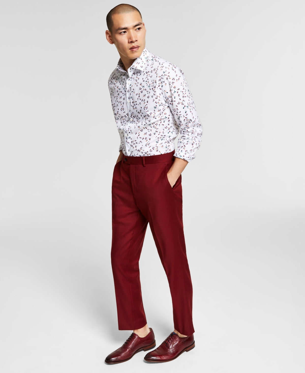 Bar III Mens Slim-Fit Red Suit Pants 33 x 30
