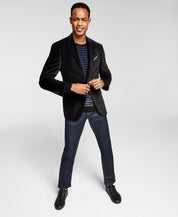 Alfani Slim-Fit Velvet Blazer Black 42L Sport Coat