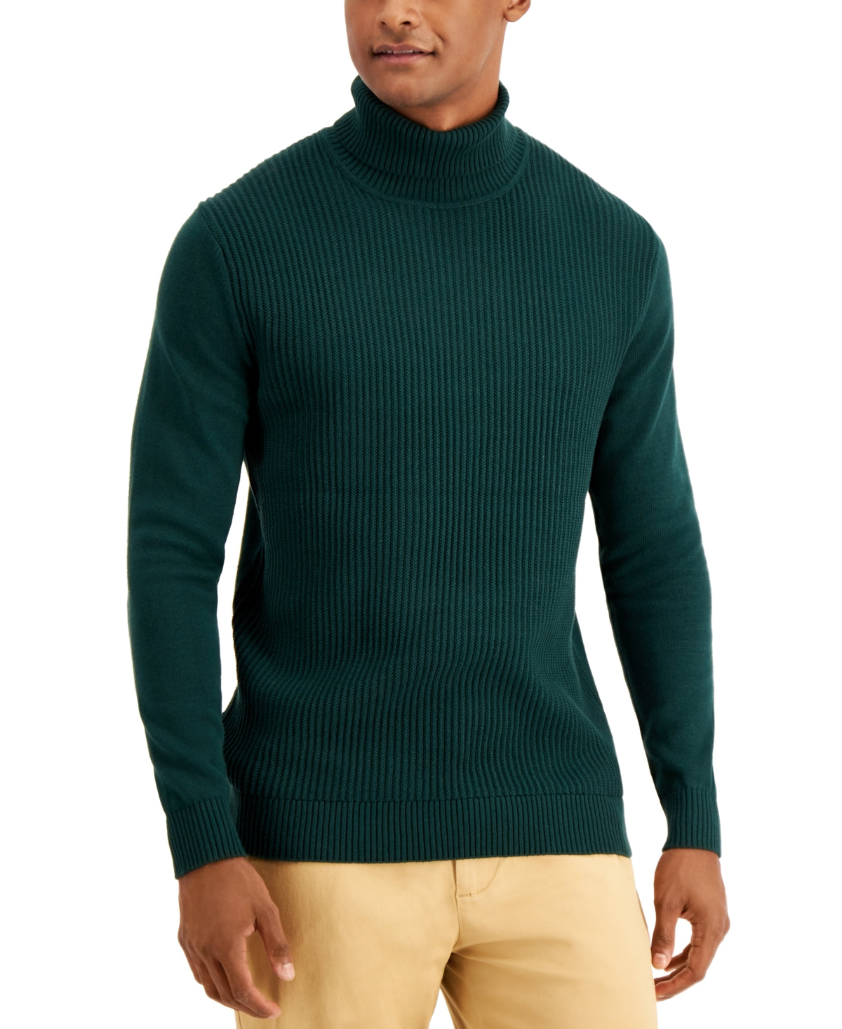 Club Room Mens Cotton Sweater Turtleneck Pine Grove Green 3XL