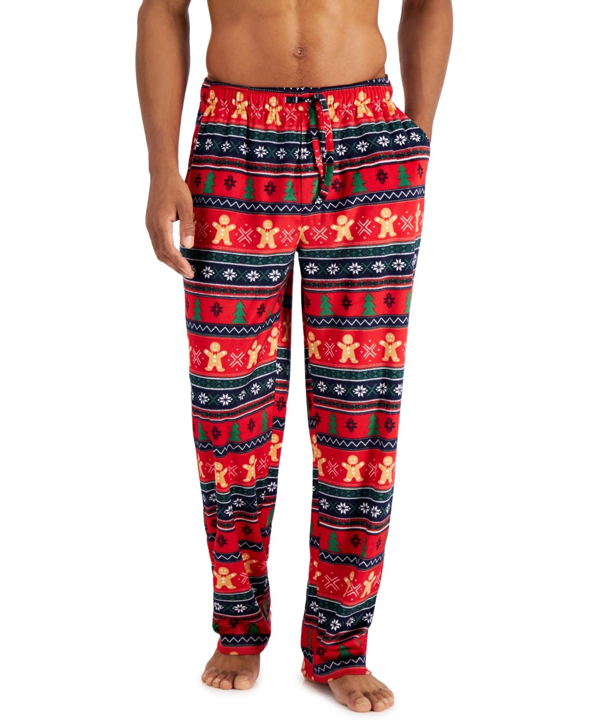 Club Room Men's Printed Fleece Pajama Pants Dark Red XL